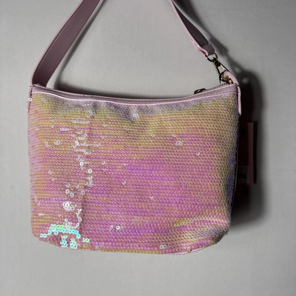 NWT Juicy Couture Women's Blank Canvas Hobo Handbag Light Pink‎ Sequins